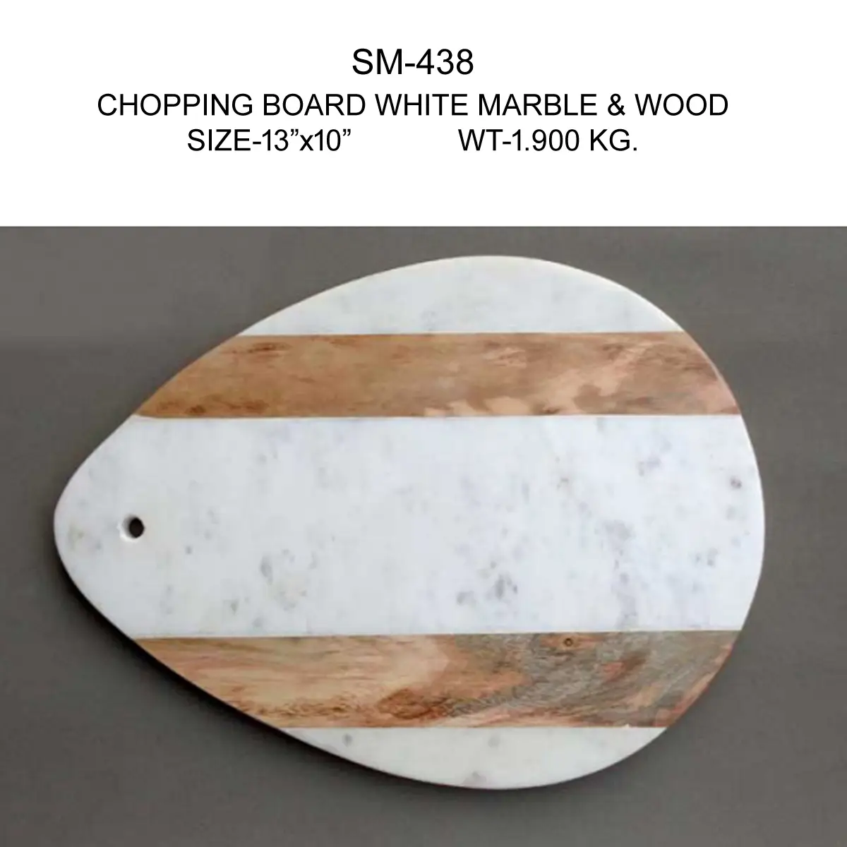 CHOPPING BOARD WOOD+WHITE MARBLE